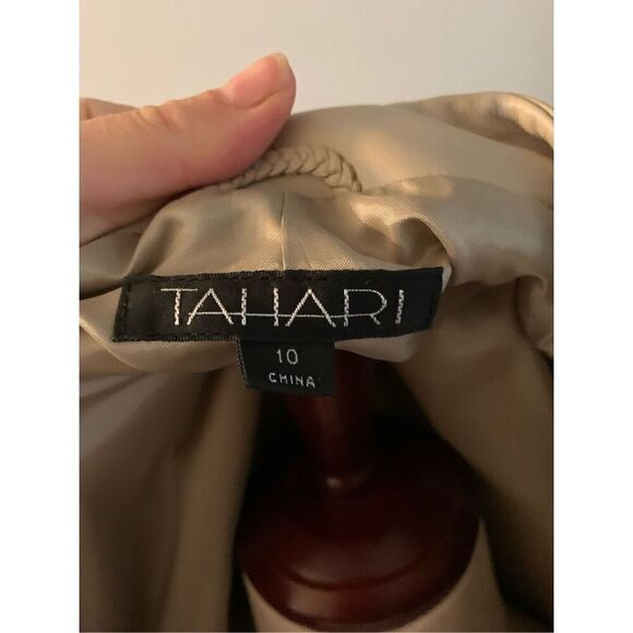 Tahari 100% leather jacket tan/cream size 10 - Picture 7 of 7
